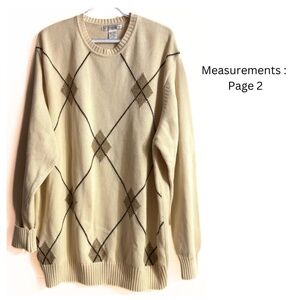 Vtg Geoffrey Beene Sweater Sz: 2XL - Academia Preppy Cigar Argyle Cabincore